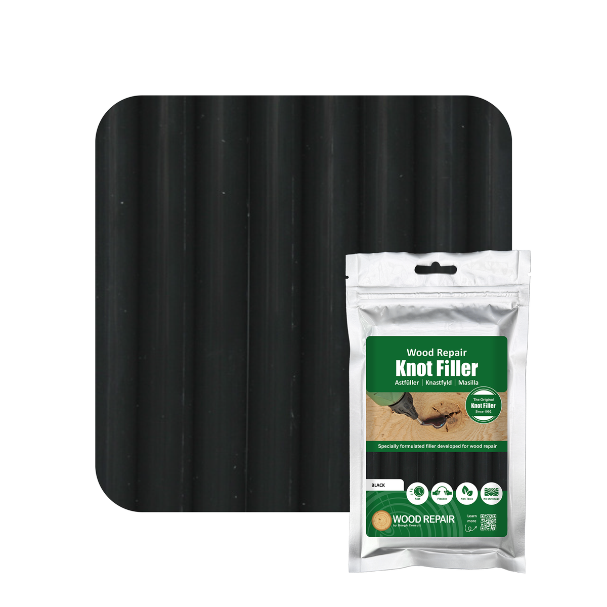 Wood Repair Knot Filler Compact - 150 mm (8 sticks) - Black