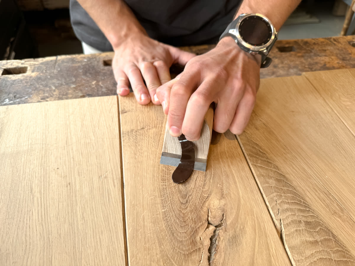 Wood Repair step 3, Cut: Shave the excess off flush.