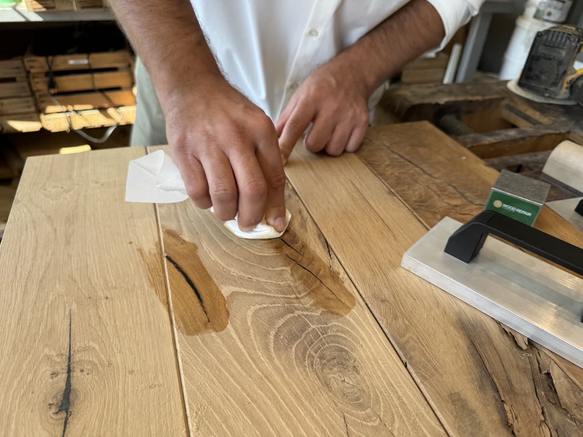 Wood Repair step 5, Finish: Oil, stain or varnish. The repair vanishes.